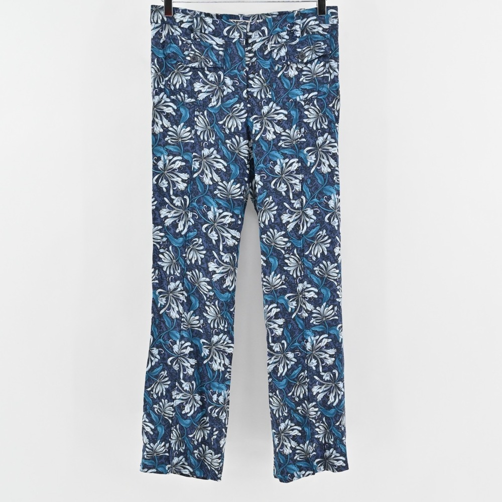 Rebecca Taylor Floral Pants Womens Size 8 Blue High Rise Bootcut Tropical Pocket
